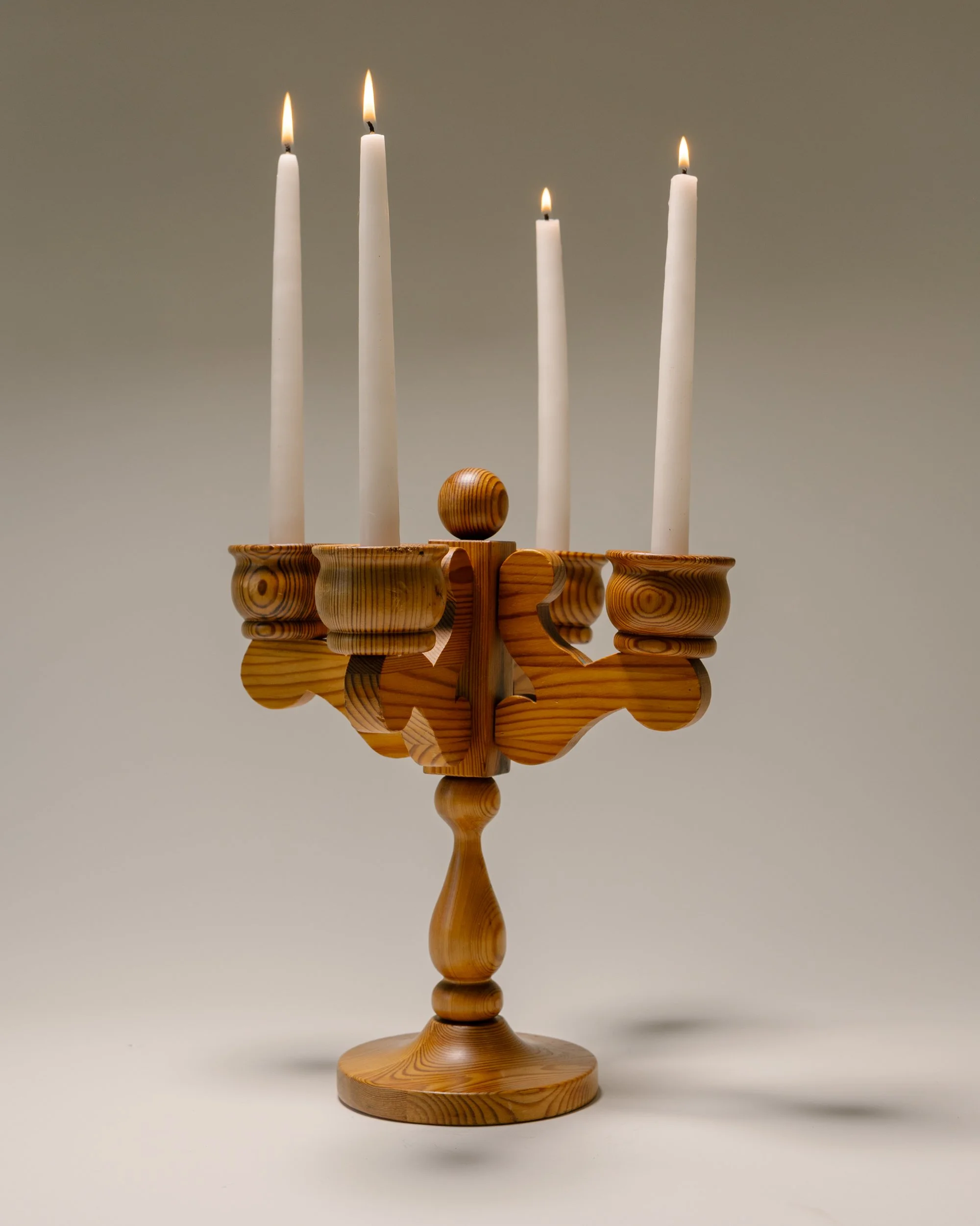 Stig Johnsson Solid Pine Candelabra — Cherche